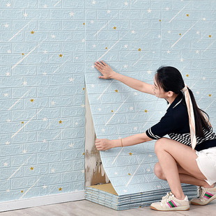 3D立体墙贴防水防潮卧室客厅儿童房墙纸自粘家用毛坯房水泥墙壁纸