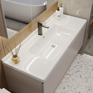 定制意式极简智能多层实木浴室柜组合加大陶瓷一体盆卫生间洗脸手