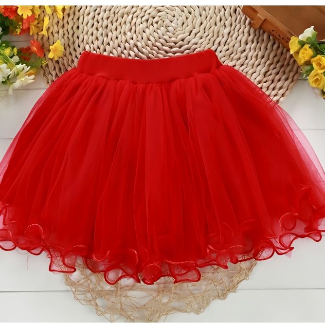 巴­拉巴­拉韩系女童半身裙红色裙子短款洋气亮珠小红裙新款蓬蓬裙