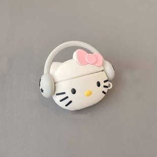 可爱猫咪kt耳机音乐airpods pro3代防摔耳机壳保护套适用苹果2代无线蓝牙耳机保护壳AirPodsPro二代1代硅胶壳