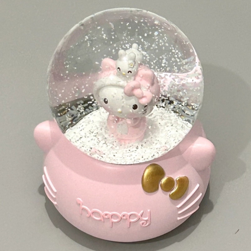 hellokitty水晶球发光飘雪音乐盒卡通闺蜜儿童女生生日礼物八音盒