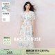 Basic House/百家好田园风碎花裙中长款系带温柔连衣裙夏季新2025
