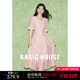 Basic House/百家好莱赛尔夏季甜美长裙新款设计感休闲短袖连衣裙