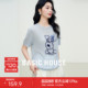 Basic House/百家好小狗提花针织短袖女夏季趣味减龄圆领显瘦上衣