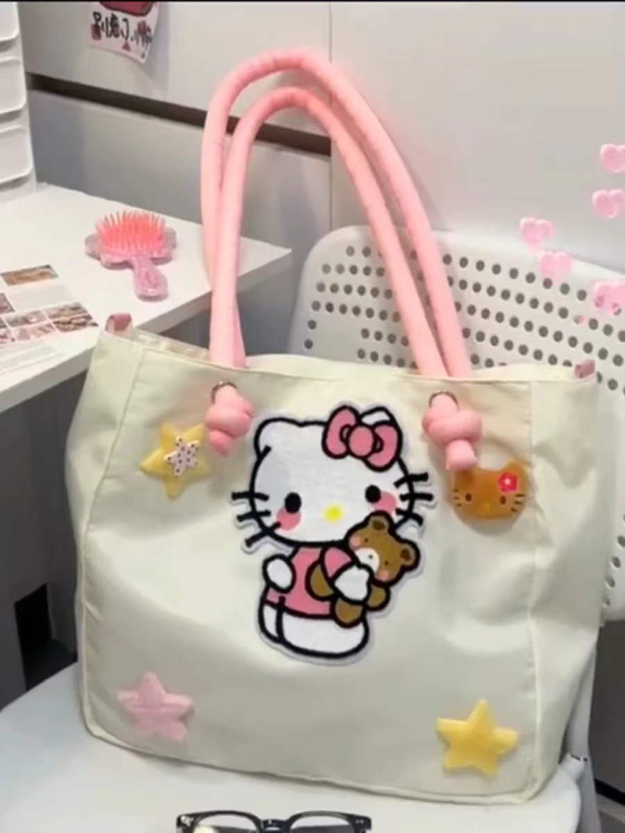 hellokitty手提单肩包女大容量托特包硬挺帆布大学生上班通勤百搭