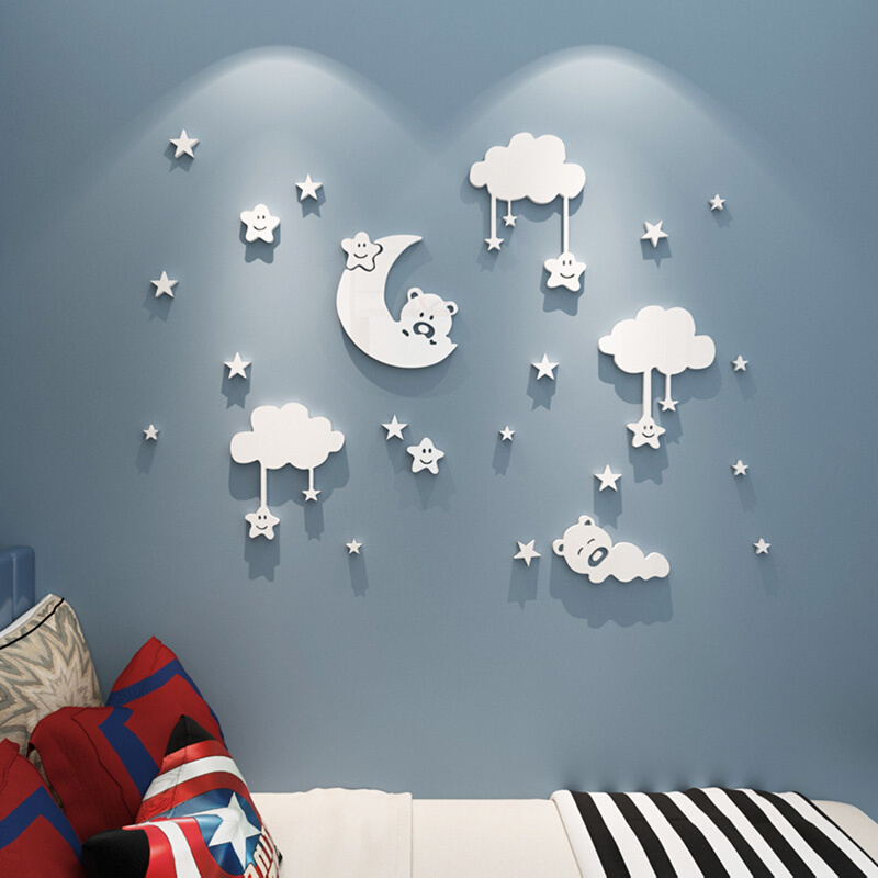 星星月亮儿童卡通房间布置装饰儿童房卧室床头贴纸温馨可爱墙贴