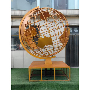 镜面不锈钢地球仪雕塑定制金属镂空发光圆球户外大型校园广场摆件