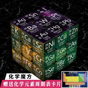 化学元素创意礼物化学元素周期表实物摆件立方体水晶创意图案魔方