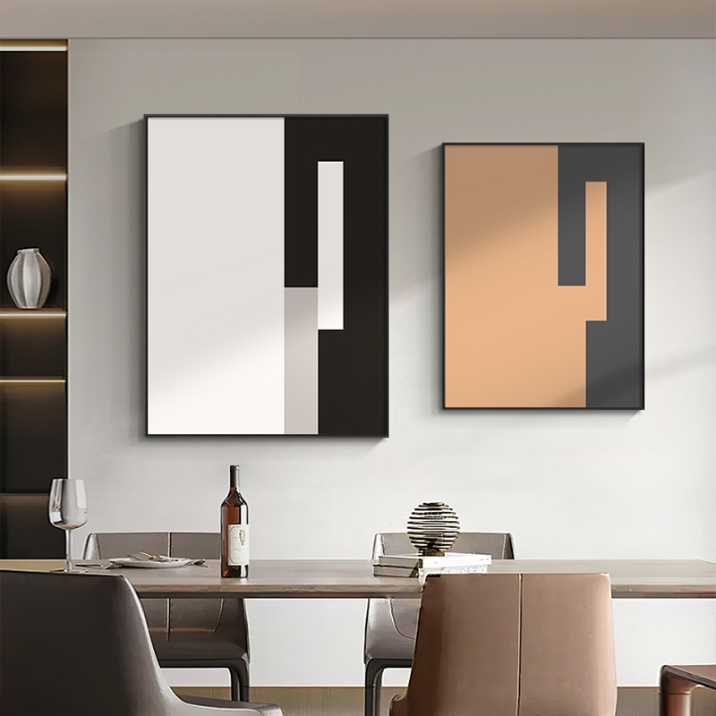 极简几何餐厅装饰画大气抽象客厅沙发背景墙挂画轻奢入户玄关壁画