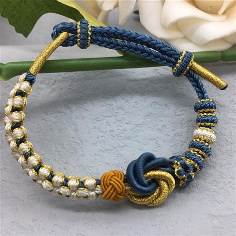 手工编织樱桃花结半成品手链可直接穿黄金转运珠子翡翠牌编绳手绳