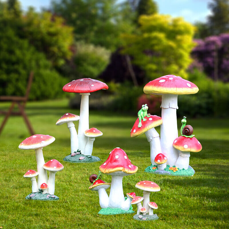 悦吉祥玻璃钢仿真植物蘑菇园林摆件户外装饰品别墅庭院花园雕塑工
