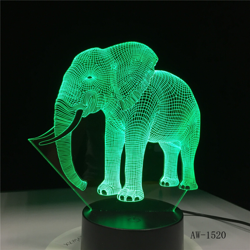 GX-1520 立体3D卷牙大象小夜灯儿童喜欢礼品玩具灯床头起夜灯