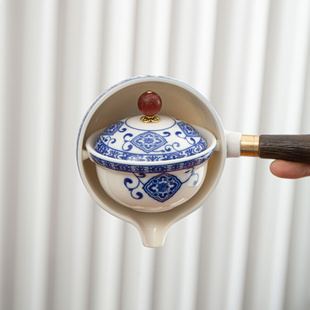 青花瓷自动茶具套装家用陶瓷功夫茶杯茶壶旋转创意懒人泡茶器整套