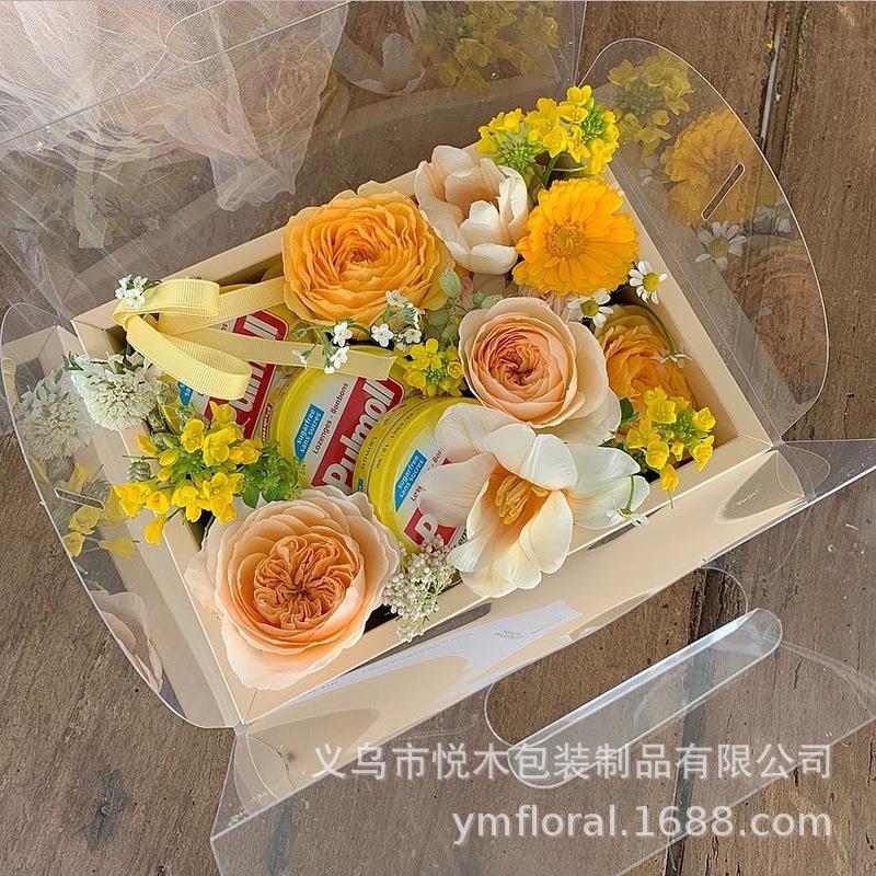节日生日蛋糕盒食品透明礼盒鲜花礼物盒花束手提盒花艺花店