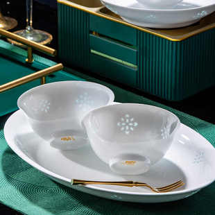 景德镇釉下彩高白瓷餐具套装高级感新中式玲珑陶瓷轻奢风碗碟家用