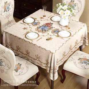 欧式正方形桌布小方桌八仙桌美式简约家用圆方形实木方桌布艺台布