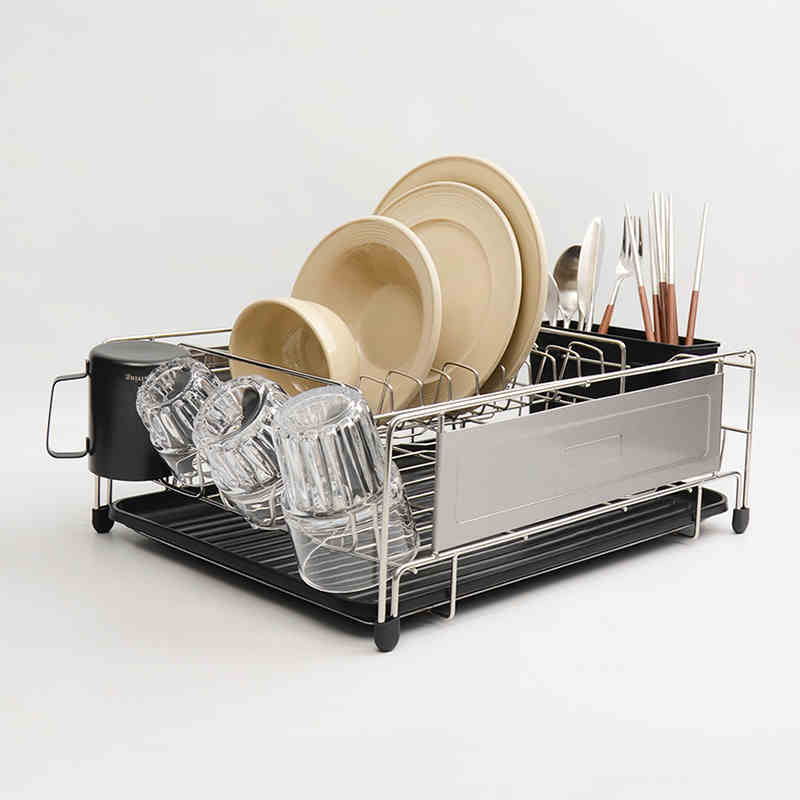 oakliving沥水碗盘架不锈钢单双层碗碟收纳厨房餐具滤水置物架