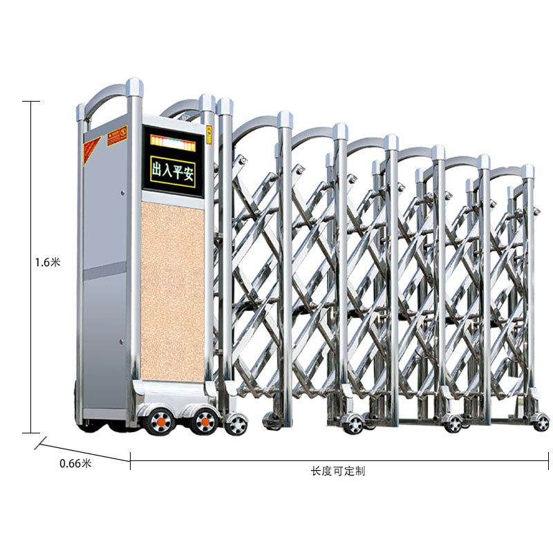 电动伸缩门学校工厂工地自动门庭院折叠不锈钢段滑门封板悬浮大门