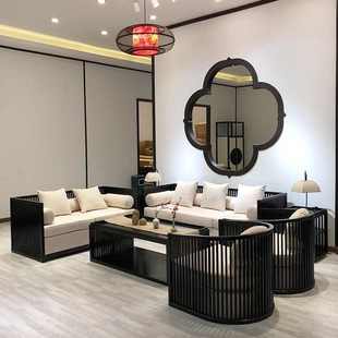 新中式沙发现代简约禅意实木布艺组合客厅民宿酒店原木色家具现货