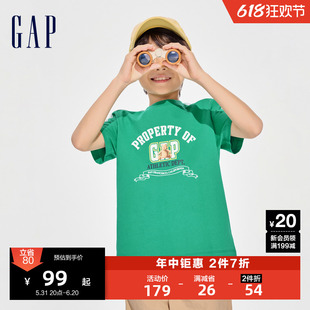 Gap男童2024春夏新款布莱纳熊圆领短袖T恤儿童装纯棉上衣891986