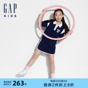 Gap女童2024夏季新款polo领短袖T恤防走光短裙儿童运动套装465409