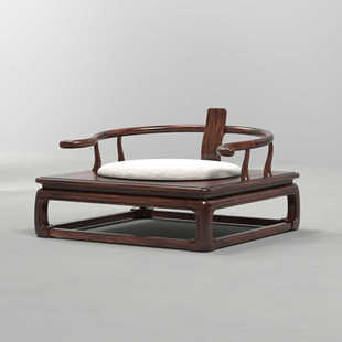 新中式圈椅古典禅修乌金木盘腿打坐椅客厅榫卯休闲单人椅实木家具