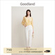 Goodland美地2024新品法式真丝上衣女v领褶皱印花衬衫