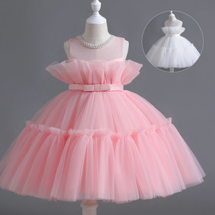 夏季女童连衣裙童装女孩生日tutu儿童裙子背心粉色爱莎公主裙