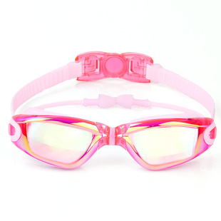 新款可爱防水防雾儿童泳镜学游泳眼镜电镀时尚炫彩大框