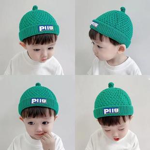 奶嘴帽婴儿针织毛线帽男女秋冬季保暖宝宝套头瓜皮帽可爱儿童帽子