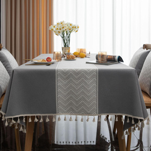 长桌布餐桌北欧布艺方形茶几台布简约家用感现代棉麻高级布客厅垫