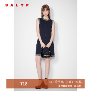 SALT.P可颜2025年春季新款法式撞色针织无袖连衣裙短款背心裙
