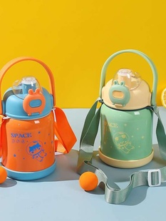 促新款大容量宝宝保温水壶 吸管儿童水杯运动便携手提大肚子保品