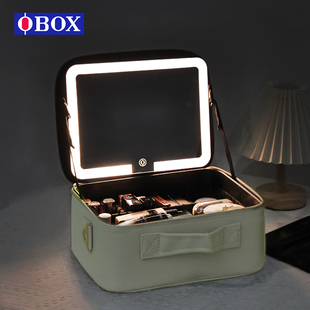 obox美妆化妆女包带镜子大容量多功能收纳手提便携式专业化妆师