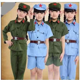 儿童红军演出服小八路军装红军表演服装闪闪红星舞蹈大合唱短袖夏