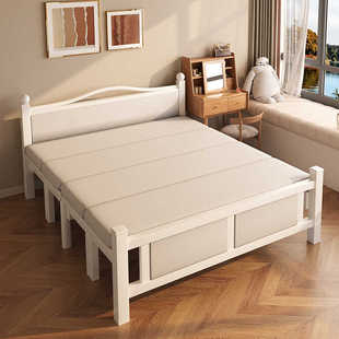 折叠床双人床1米5单人床1米2家用主卧简易小户型成人出租房铁艺床