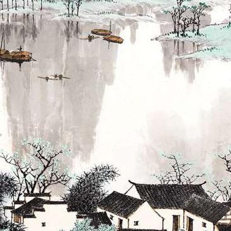 近代白雪石 千峰竞秀万木争春 国画山水风景画办公室客厅装饰画