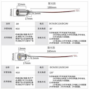 新品LED灯珠低压5V灯珠12VLED灯高亮聚光24V小灯泡开孔式螺纹灯