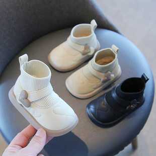 女宝宝公主鞋冬季新款女童棉鞋加绒短靴1一2岁婴儿童软底学步鞋子