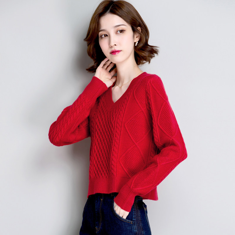 新年大红色毛衣女士内搭外穿2021年新款洋气高腰短小款打底衫秋冬