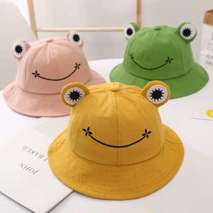 宝宝帽子可爱超萌春秋薄款儿童女宝宝青蛙渔夫帽1-2一3岁韩版男童