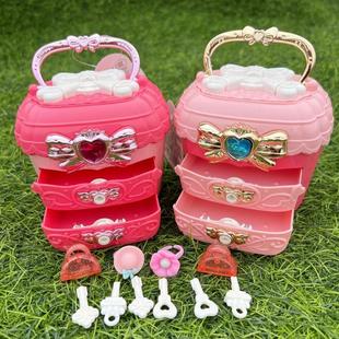 女孩手提包公主请寻宝魔法手提箱钥匙锁卡通粉色蝴蝶结饰品盒礼品