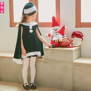 圣诞节儿童服装幼儿园宝宝装女童圣诞老人衣服披肩斗篷艾莎连衣裙