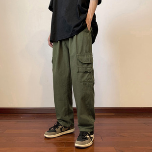 军绿色工装裤男夏季薄款直筒日系Cityboy裤子复古美式街头滑板裤