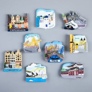 世界各国旅游冰箱贴磁贴国外各地城市旅行纪念品定制礼品磁力贴