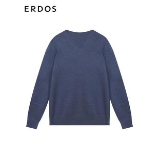 ERDOS 男士精纺V领纯羊绒衫加厚款纯色简约通勤休闲保暖百搭