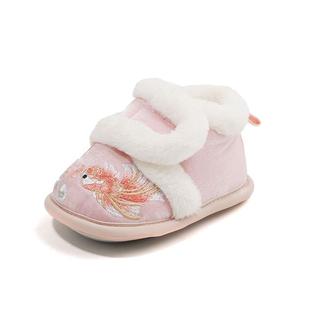 婴儿冬季鞋子国风婴儿鞋冬款1到2岁宝宝周岁鞋中式加绒新年棉鞋女