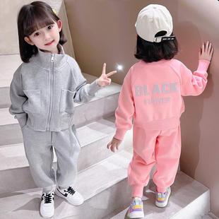 巴拉巴柆韩系女童春秋装套装2024新款中小童时髦洋气儿童运动休闲