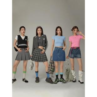CHUU星星镂空T恤女2024夏季新款韩版后背印花圆领短袖修身短上衣