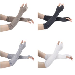 速发Sparsil Cashmere Long Fingerless Gloves Women Arm Warmer